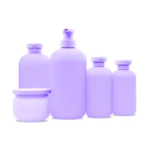 Grün Lila HDPE Weich plastik Lotion Flasche Frosted Squeeze Shampoo flaschen und Creme glas Set 200ml 300ml 500ml 800ml 250g