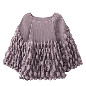 Miyake High-end Design Sense <strong>Bubble</strong> Pleated <strong>Top</strong> Women's Fashionable Elegant Commuter All-match Slimming 2025 Spring New - Product Image 1