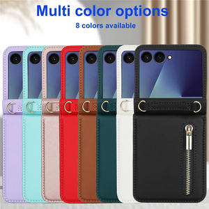 Fundas de Lujo para Teléfono Móvil con Ranuras para Tarjetas, de Cuero Sintético, para <span class=keywords><strong>Z</strong></span> <span class=keywords><strong>Flip</strong></span> 7/6/5/4/<span class=keywords><strong>3</strong></span>, con Correa de Cremallera y Cordón Cruzado - Product Image 2