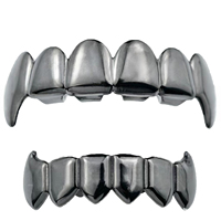 Nouvelle Tendance 2026 : Ensemble de Grillz Dents de Vampire Plaqué Or 18K Anti-ternissement - Surface Lisse, Bijoux Dentaires Hip Hop pour Grossistes
