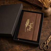 Carnets A5 personnalisés en cuir PU rigide, pages vierges, gravure laser, avec élastique et porte-stylo