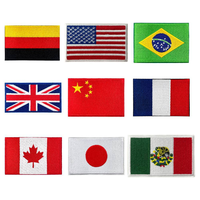 Patch Bordir Bendera Nasional Dunia Grosir AS Inggris Cina Brasil Prancis Lencana Negara untuk Disetrika pada Ransel Topi Jaket