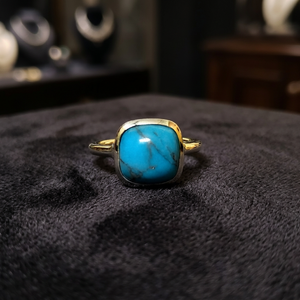 Bague en argent sterling 925 faite à la main, sertissage de pierres précieuses turquoise, meilleur prix, vente directe en gros de bijoux anniversaires - Product Image 3