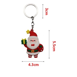 Porte-clés de la série Père Noël de dessin animé, pendentif créatif en PVC souple, idéal pour les fêtes, petit cadeau, type mousqueton - Product Image 1