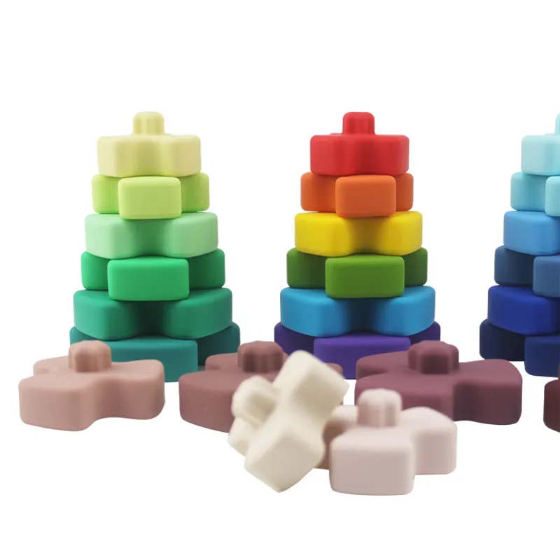 2023 Hot Sale New item OEM/ODM Shamrock building blocks other educational toys kids toys educational silicone stack toy
