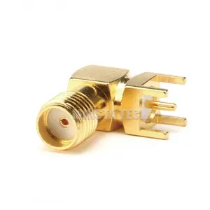 Adaptador de conector rf montagem de solda, sma fêmea jack ângulo reto adaptador de solda pcb