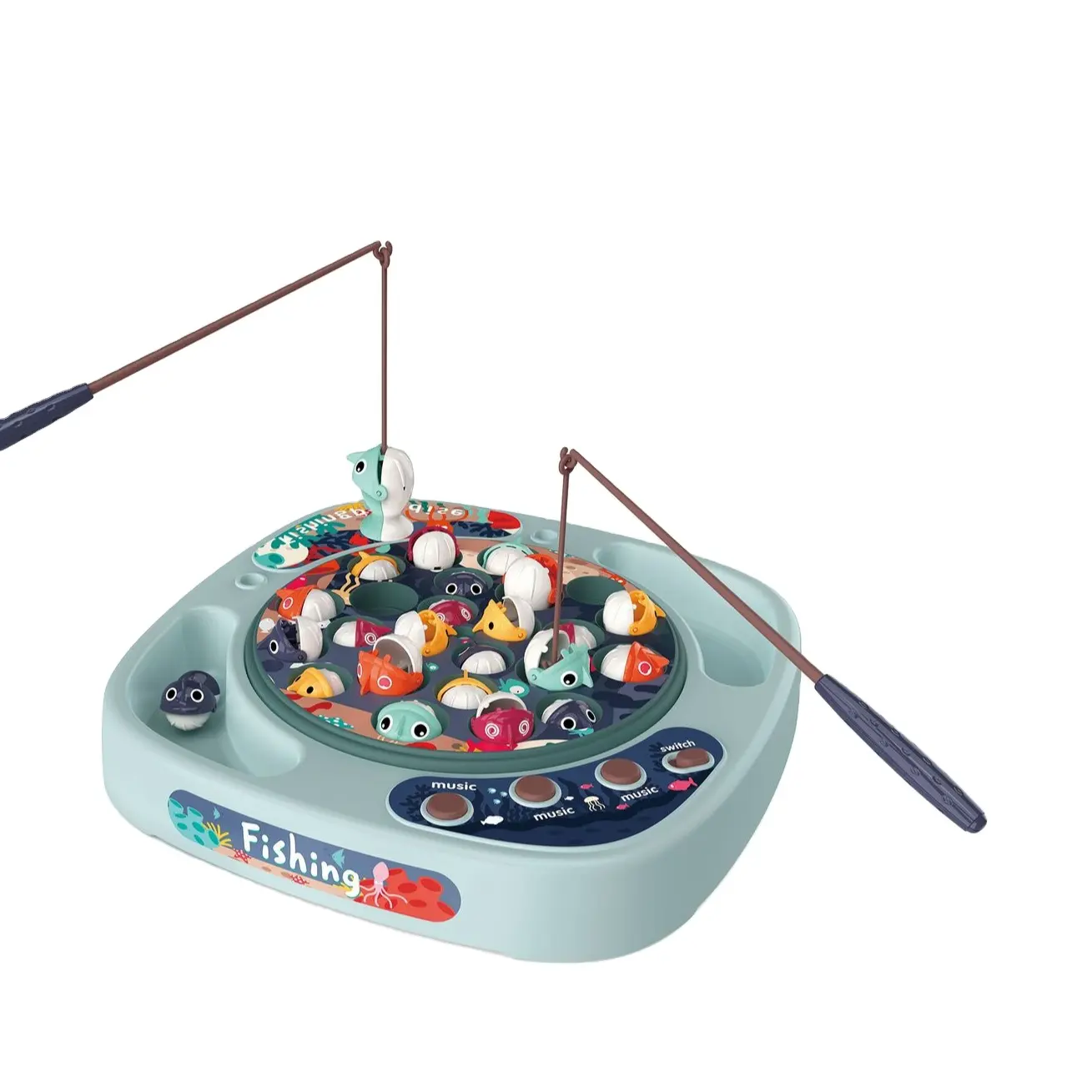 Vendita calda 27 pcs bambini cerchio elettrico rotante gioco di pesca giocare giocattolo Set bordo bambini con suono leggero