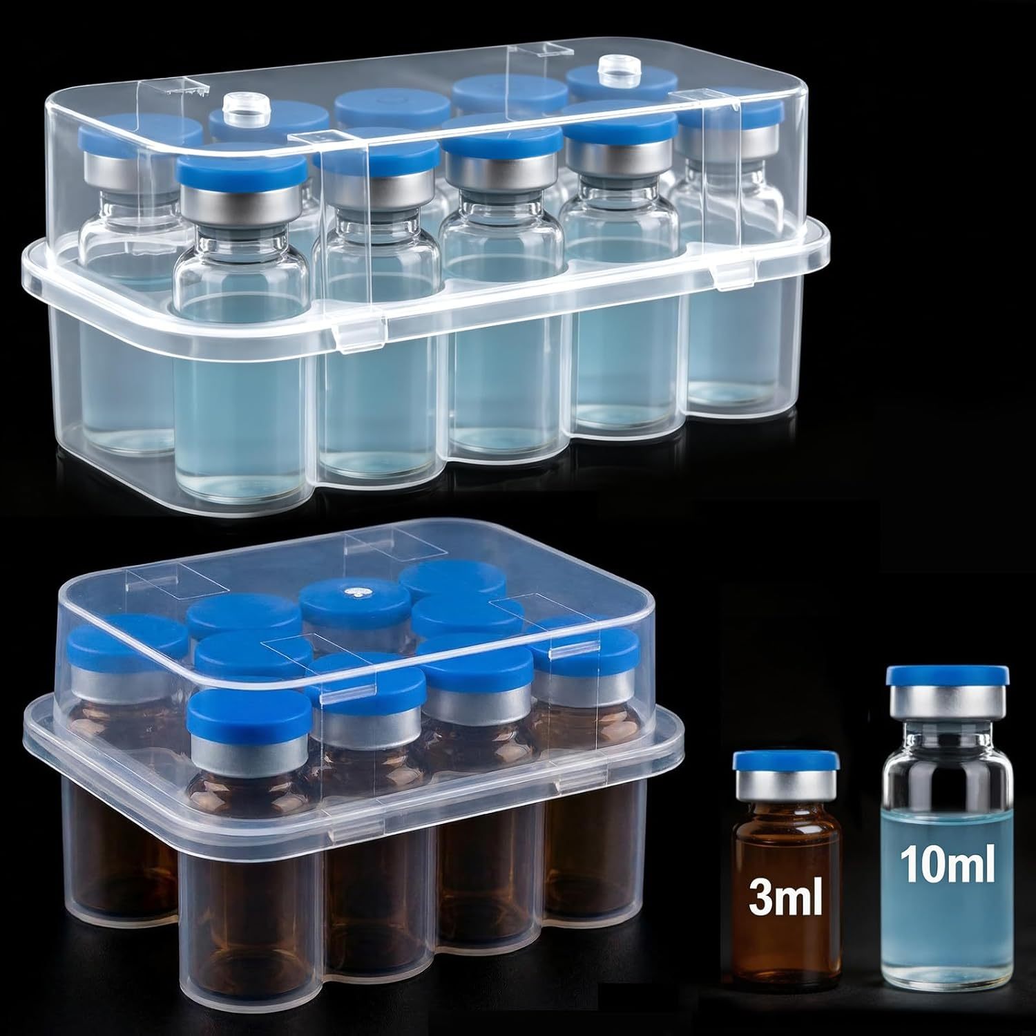 Clear box 10ml*2 vials holder