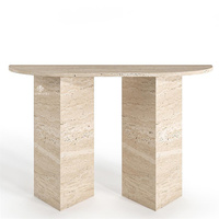 KUMUSI FURNITURE-Table d'appoint de table fine en marbre, meuble professionnel de luxe mural, entrée, couloir, coin, console en pierre