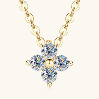 Collier en argent sterling S925 pour femme, pendentif trèfle à quatre feuilles en moissanite S925, design de niche de luxe léger