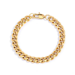 Pulsera de Eslabones Cubanos de Acero Inoxidable, Chapada <span class=keywords><strong>en</strong></span> <span class=keywords><strong>Oro</strong></span> de 18K, Antideslustre, Joyería Hip Hop para Hombre, Suave y Cómoda de Usar - Product Image 5
