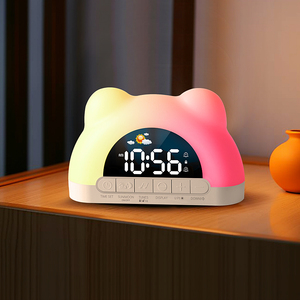 Hot bán kỹ thuật số Đồng hồ bàn cuộc sống thông minh Wake RGB môi trường xung quanh ánh sáng mặt trời mọc âm nhạc đồng hồ báo thức dễ thương thiết kế động vật USB powered cho - Product Image 1