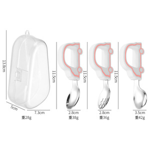 ช้อนส้อมวงแหวนแบบสั้นสำหรับฝึกรับประทานอาหารสำหรับเด็กเครื่องใช้บนโต๊ะอาหารทำจากสเตนเลสสตีล304ออกแบบได้ตามต้องการ - Product Image 4