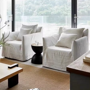 Poltrona Lounge Donsun in Tessuto di Lino Bianco Personalizzabile Stile Australiano con Rivestimento in Velluto Nuvola <span class=keywords><strong>per</strong></span> <span class=keywords><strong>Soggiorno</strong></span> - Product Image 1
