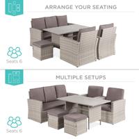 6 pièces maison balcon jardin terrasse patio meubles en plastique modernisme extérieur étanche fête rotin canapé chaise et table ensemble