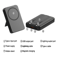 Batterie externe sans fil 10000 mAh, chargeur rapide Type-C 20W, batterie magnétique 10000 mAh pour iPhone, logo personnalisé, batteries externes