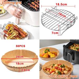 Meilleures ventes transfrontalières : Ensemble de 4 pièces – Support pour pot intérieur, papier sulfurisé, plateau en silicone, moule à pâtisserie rond en silicone, accessoires pour friteuse à air - Product Image 4