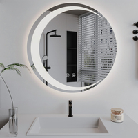 Nouveau design de miroir de salle de bain éclairé par LED, écologique, avec cadre en acier, miroir de vanité anti-éclats, interrupteur tactile mural intelligent