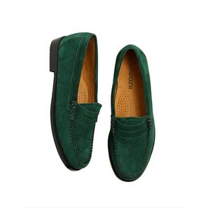 도매 맞춤 제작 아동용 남아 그린 스웨이드 가죽 슬립온 캐주얼화, 클래식 페니 로퍼 슈즈 - Product Image 1