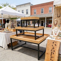 Klantgerichte marktkraam met metalen en houten displayrek voor rijst, fruit, groenten, zaden, noten, voedsel, sieraden, sets, accessoires en producten