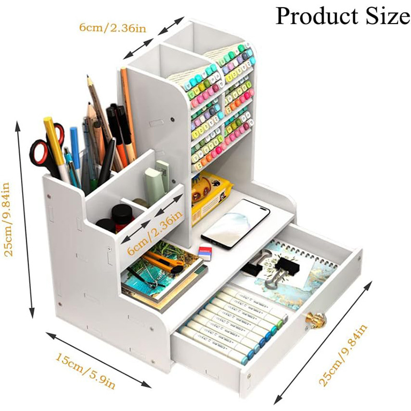 10-hole pen holder with drawer