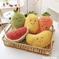 Schattige Pluche Fruit- en Groentepoppen Knuffelkussens 20cm Gevulde Speelgoedjes PP Katoenen Vulling voor Bruiloftsgrappen - Unisex Leeftijd