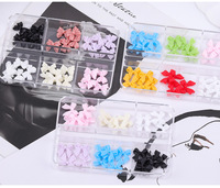 30 pièces/boîte, charmes pour ongles Kawai en gros, nœuds papillon, design 3D, fleurs en résine acrylique, nœuds papillon en résine, charmes pour nail art