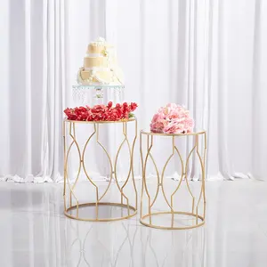 Alzata per torta taglio per torta Set da tavola pezzi centrali per decorazione di nozze invito a nozze moderno in metallo dorato
