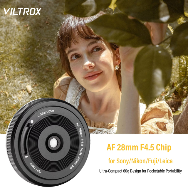 Viltrox AF 28mm F4.5 Chip Full Frame Camera Lens for Sony FE Nikon Z Fujifilm XF Leica Lumix L Mount Pancake Autofocus Lens