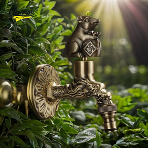 Messing-Einhand-Gartenhahn im europäischen Stil, antikbronze, wandmontiert, mit Eichhörnchen-, Löwen- und <span class=keywords><strong>Hahn</strong></span>-Motiven für den Landschaftsbau - Product Image 2