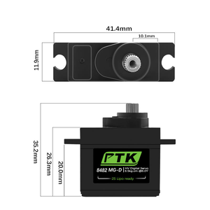 Servo Digital Súper Rápido de 0.059s, Micro Servo PTK 8482 MG-D con Engranajes Metálicos, Motor HV de 7.4V para Avión, Coche y Helicóptero RC - Product Image 4