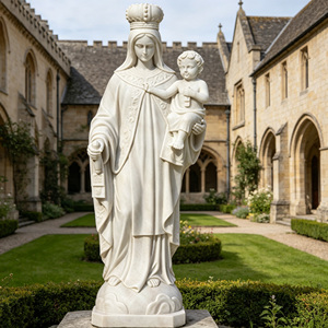 Statue de Notre-Dame du Mont Carmel en marbre blanc, sculpture de la Vierge <span class=keywords><strong>Marie</strong></span> avec l'Enfant <span class=keywords><strong>Jésus</strong></span> sculptée <span class=keywords><strong>à</strong></span> la main pour la décoration d'église - Product Image 1