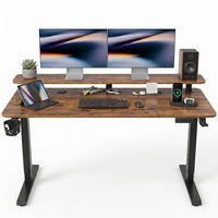 Cadre de bureau réglable motorisé intelligent à deux niveaux, table d'ordinateur électrique avec étagère pour bureau