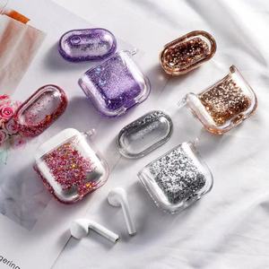 Para Airpod Case 1 2 3 PRO PC Hard Transparent Quicksand Liquid Bling Glitter Funda de auriculares de lujo - Product Image 1