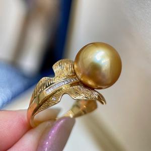 Manufacturer Wholesales Natural Gold Bead Rings 12-13mm Round and Slightly Flawed Light Luxury Noble Touch for Pearl Lovers - Product Image 4