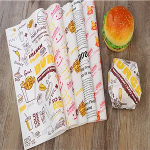 Custom Food hamburger Sandwich packaging wax paper with logo Food grade custom hamburger packaging tissue paper printing