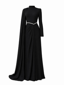 Abaya <span class=keywords><strong>de</strong></span> soirée modeste pour femmes musulmanes, Mexizo, sur mesure, luxe, manches longues, ceinture en strass, vêtements islamiques, inspiré <span class=keywords><strong>de</strong></span> Dubaï, polyester - Product Image 6