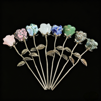 Rosas de Cristal Natural Talladas al por Mayor, Artesanías de Gemas Duraderas con Caja de Regalo para Decoración del Hogar y Regalos