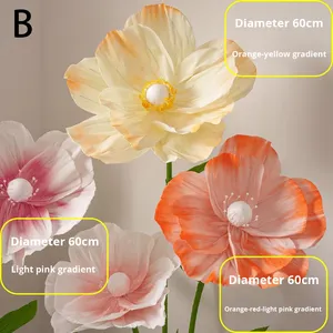 Grandes fleurs en papier réaliste Poppy Giant pour les vitrines des centres commerciaux et les décorations de <span class=keywords><strong>mariage</strong></span>, grandes fleurs en papier froissé - Product Image 6