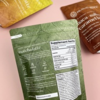 Pochettes MDOPE/PE de qualité alimentaire, sacs à fermeture éclair debout étanches à l'humidité, en plastique thermoscellé pour supplément Matcha Latte