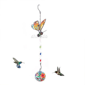 Papillon d'extérieur avec mangeoires d'oiseaux bourdonnants Carillons éoliens Ports d'alimentation en forme de fleur Attirer les colibris et protéger la mangeoire d'oiseaux - Product Image 1