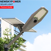 Éclairage de sécurité à capteur de mouvement lampadaires solaires avec bras en aluminium télécommande pour support mural de rue de jardin extérieur