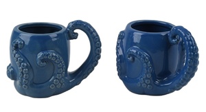 Tasse en céramique bleue 3D en forme de tentacule de pieuvre, personnalisable avec logo, 220 ml, sans BPA, compatible lave-vaisselle et <span class=keywords><strong>micro</strong></span>-<span class=keywords><strong>ondes</strong></span>, pour café, vente en gros - Product Image 2