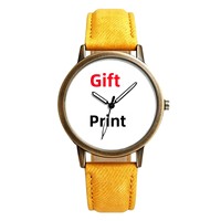 Montre-bracelet à quartz analogique de loisirs en bronze antique, style denim, avec bracelet en nylon de 20 mm et motifs de logo personnalisés - Pièce unique