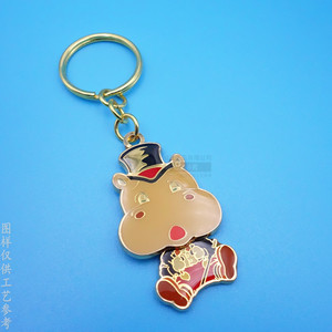 Porte-clés en métal peint à l'époxy, figurine animale de dessin animé, pendentif en alliage couleur or, cadeau d'affaires, article promotionnel - Product Image 1