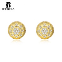 Boucles d'oreilles en argent sterling 925 ICEBELA, bijoux de luxe pour femmes, zircone cubique, plaquées or, étoile à huit branches, pour filles