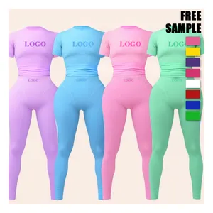 Hln 2024 Custom Logo Vrouwen Sets Hq Katoenen Overhemden Met Korte Mouwen Leggings Set Zomerkleding Dames Tweedelige Loungewear Sets