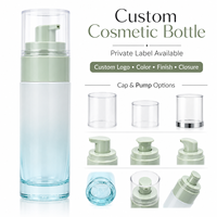 Botol Kaca Pompa Dasar Tebal Silinder Logo Warna Kustom untuk Kemasan Serum Toner Kosmetik Perawatan Kulit