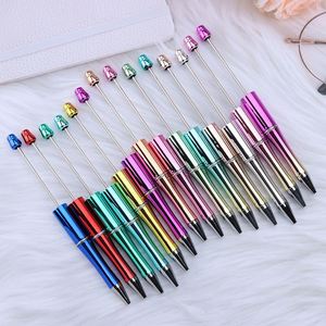 Custom Logo Funny Colorful UV Plating <b>Plastic</b> <b>Beaded</b> Gradual Color Spot DIY <b>Beaded</b> Ballpoint Pen - Product Image 3