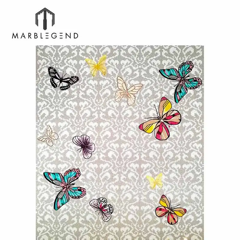 Hot sale stained glass mosaic tiles butterfly pool mosaic bathroom wall tile mural